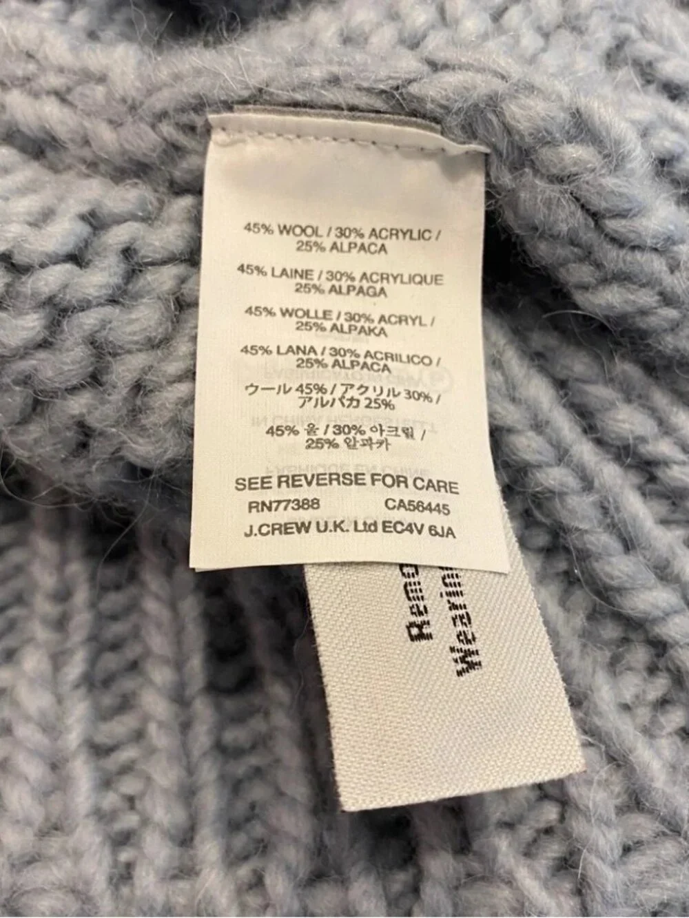 J. Crew powder blue wool alpaca chunky knit turtleneck sweater